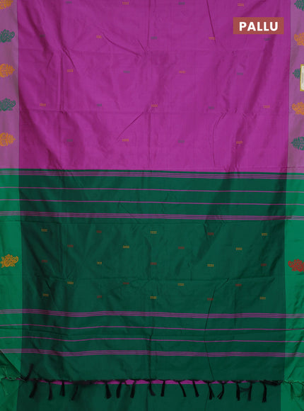 Arani semi silk saree magenta pink and dual shade of green with thread woven buttas and thread woven butta border