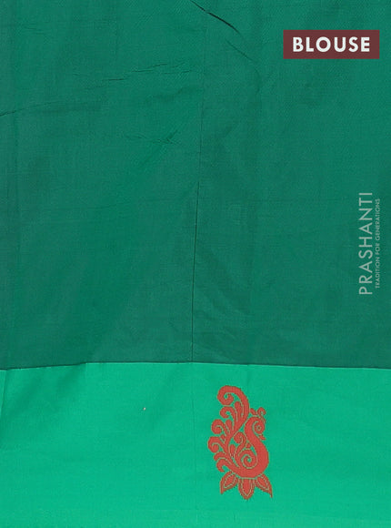 Arani semi silk saree magenta pink and dual shade of green with thread woven buttas and thread woven butta border