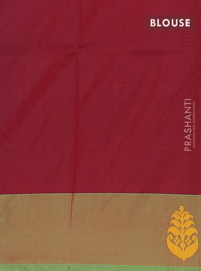 Arani semi silk saree cs blue and maroon with thread woven buttas and thread woven butta border