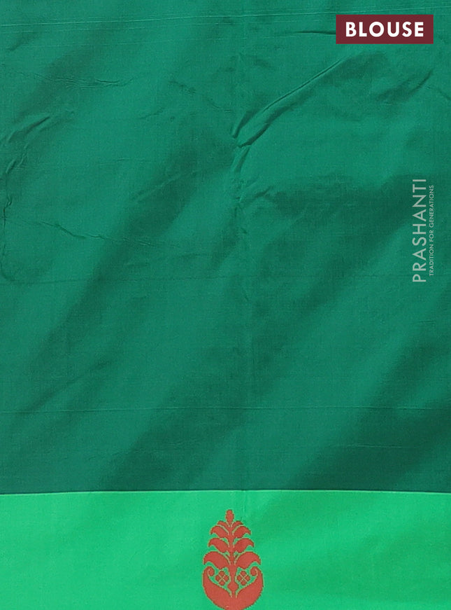 Arani semi silk saree grey and dark green with thread woven buttas and thread woven butta border