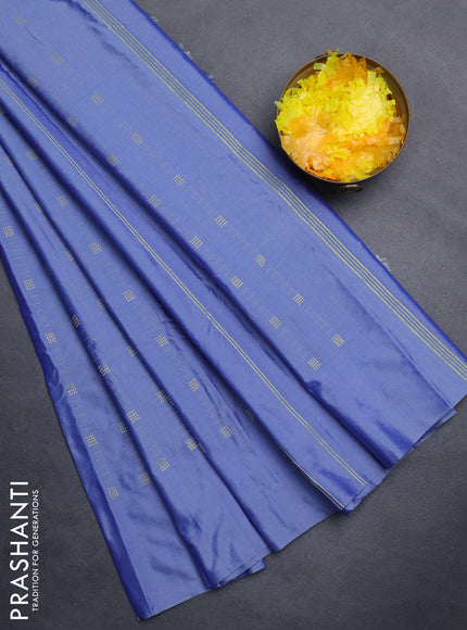 Arani semi silk saree blue with allover zari weaves in borderless style