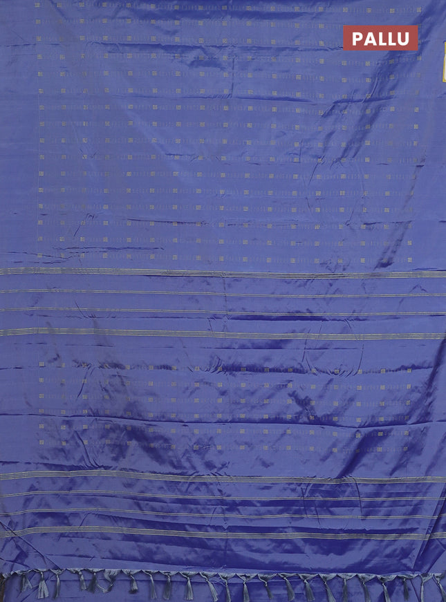 Arani semi silk saree blue with allover zari weaves in borderless style