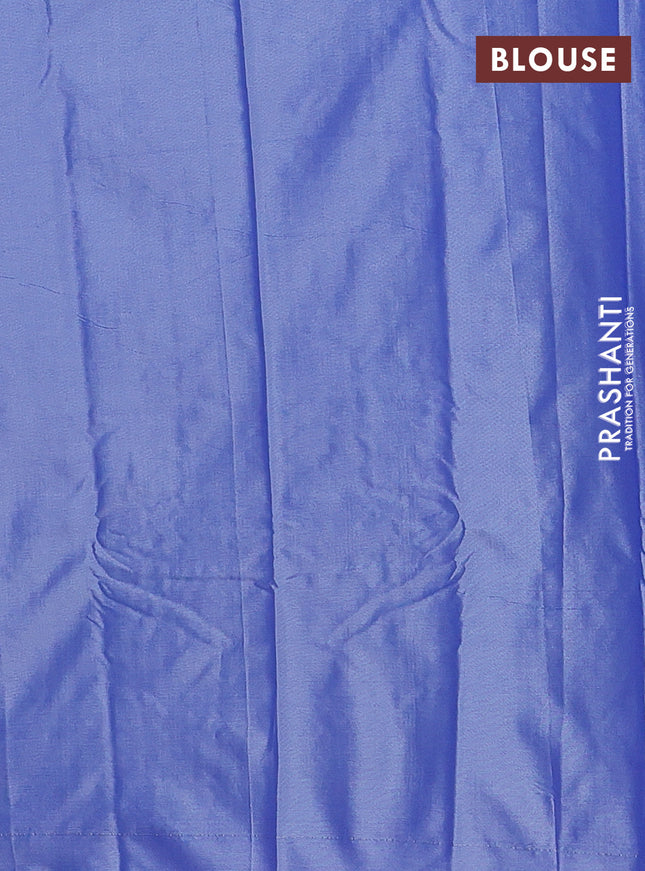 Arani semi silk saree blue with allover zari weaves in borderless style