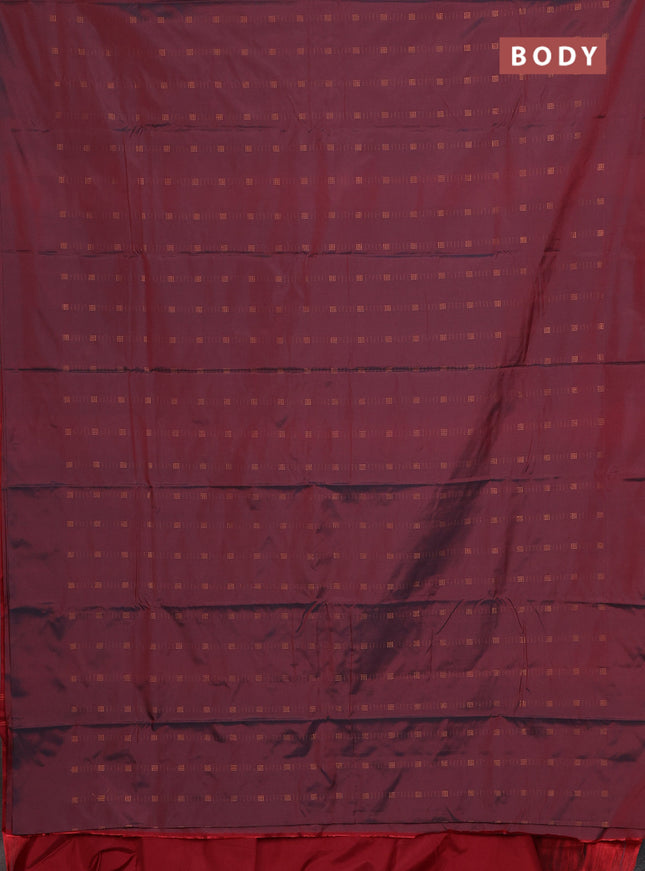 Arani semi silk saree maroon with allover zari weaves in borderless style