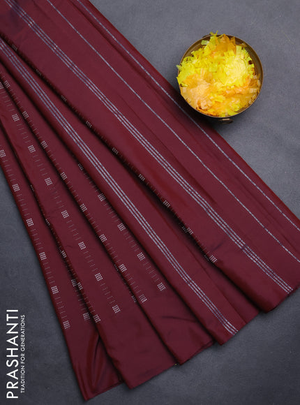 Arani semi silk saree deep maroon with allover zari weaves in borderless style