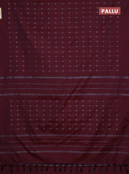 Arani semi silk saree deep maroon with allover zari weaves in borderless style