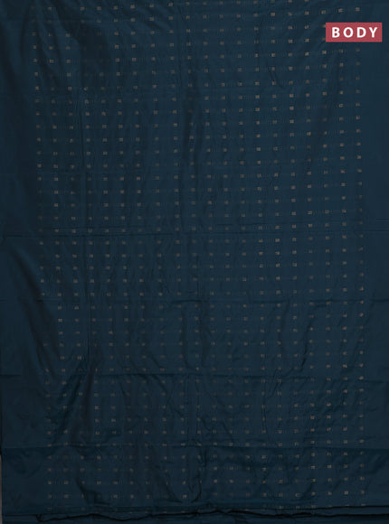 Arani semi silk saree peacock green with allover zari weaves in borderless style