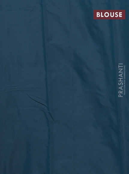 Arani semi silk saree peacock green with allover zari weaves in borderless style