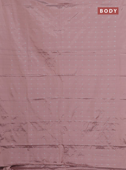 Arani semi silk saree pastel peach with allover silver zari weaves in borderless style