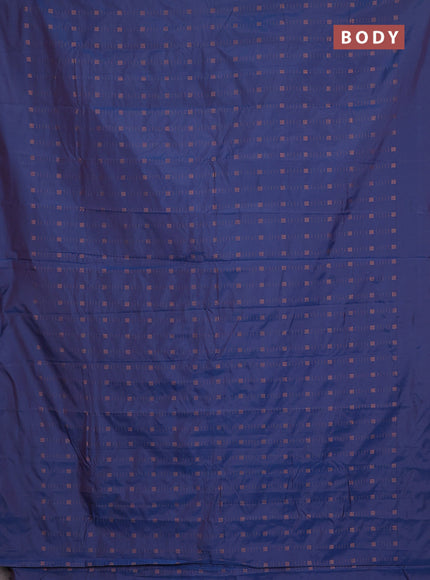 Arani semi silk saree dual shade of blue with allover copper zari weaves in borderless style