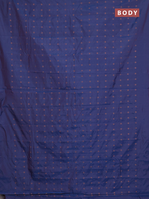 Arani semi silk saree dual shade of blue with allover copper zari weaves in borderless style