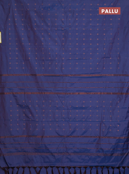 Arani semi silk saree dual shade of blue with allover copper zari weaves in borderless style