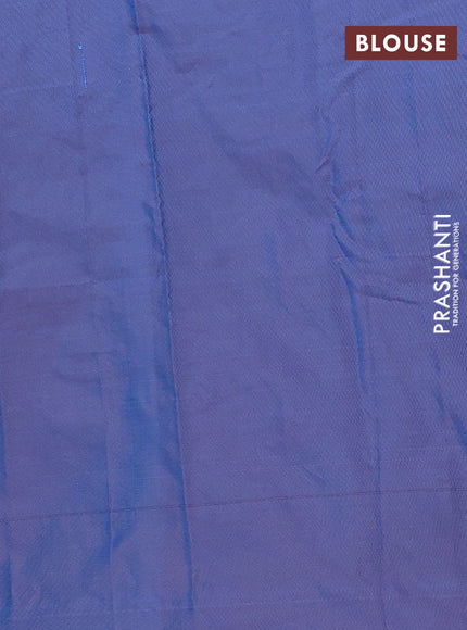 Arani semi silk saree dual shade of blue with allover copper zari weaves in borderless style