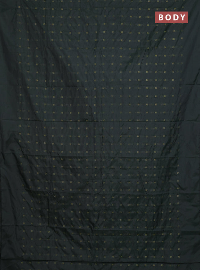 Arani semi silk saree dark sap green with allover zari weaves in borderless style