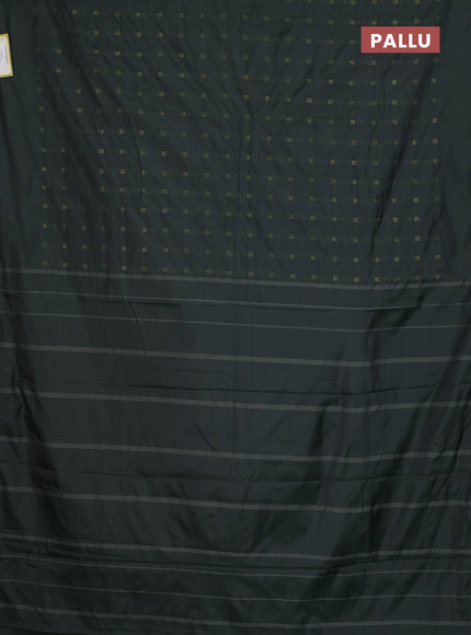 Arani semi silk saree dark sap green with allover zari weaves in borderless style