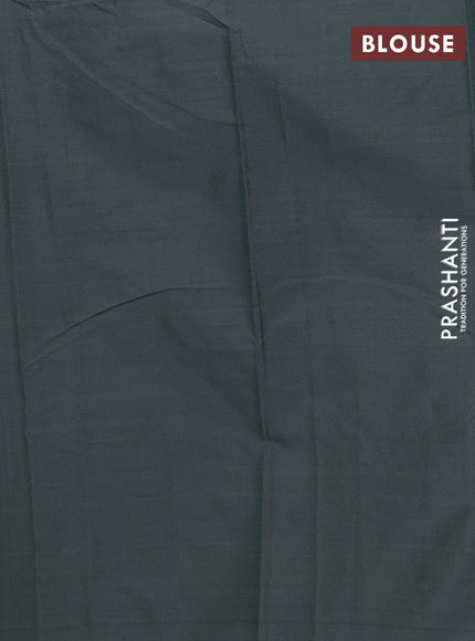 Arani semi silk saree dark sap green with allover zari weaves in borderless style