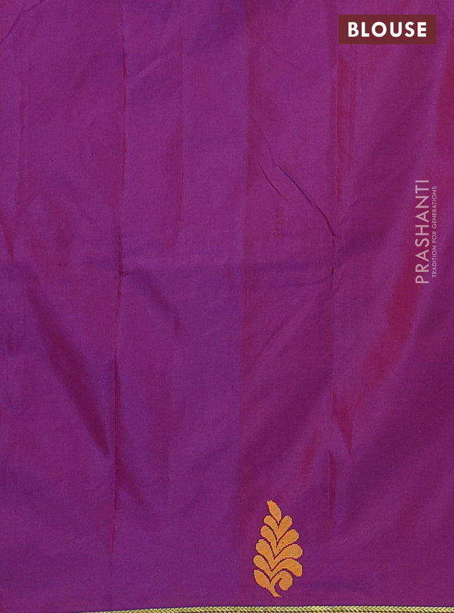 Arani semi silk saree dark blue and dual shade of maroon with thread woven buttas and piping border