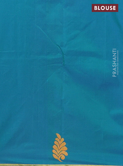Arani semi silk saree purple and dual shade of teal green with thread woven buttas and piping border