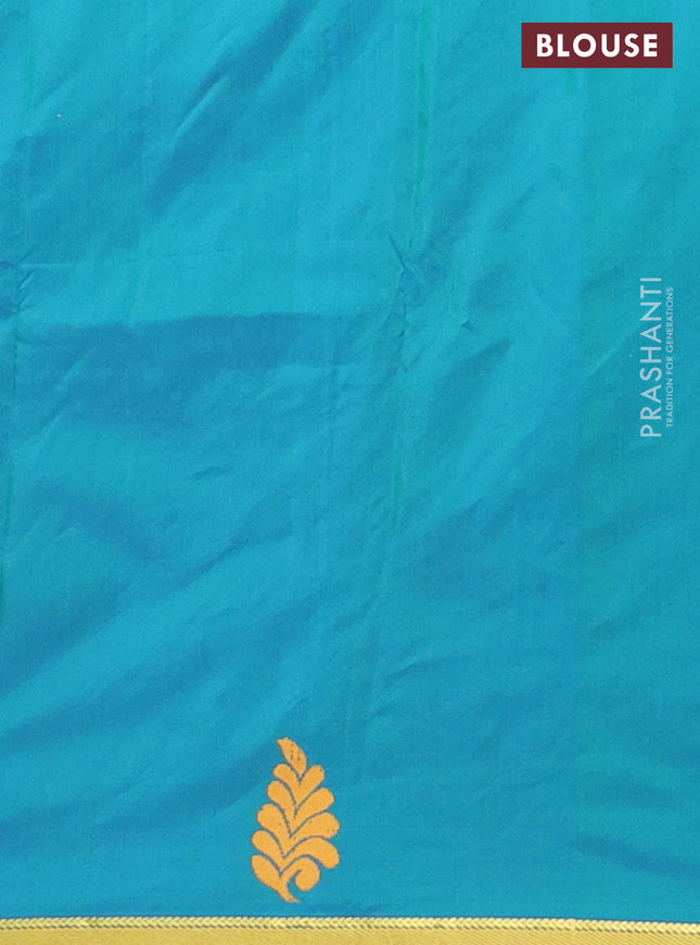 Arani semi silk saree deep violet and dual shade of green with thread woven buttas and piping border