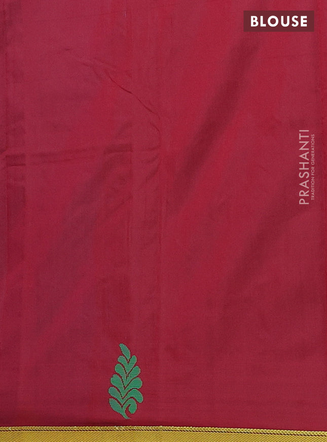 Arani semi silk saree cs blue and maroon with thread woven buttas and piping border