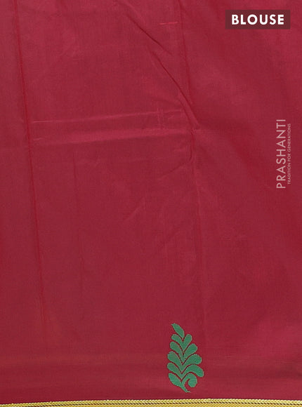 Arani semi silk saree green and maroon with thread woven buttas and piping border