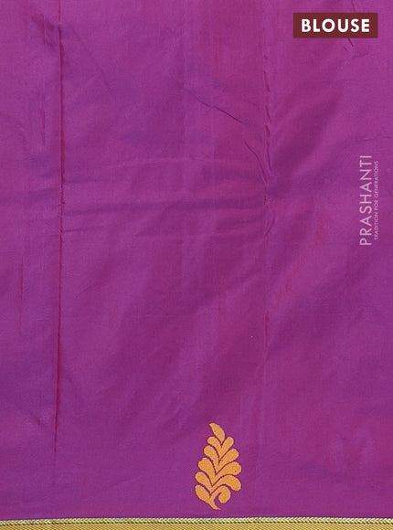 Arani semi silk saree blue and maroon with thread woven buttas and piping border