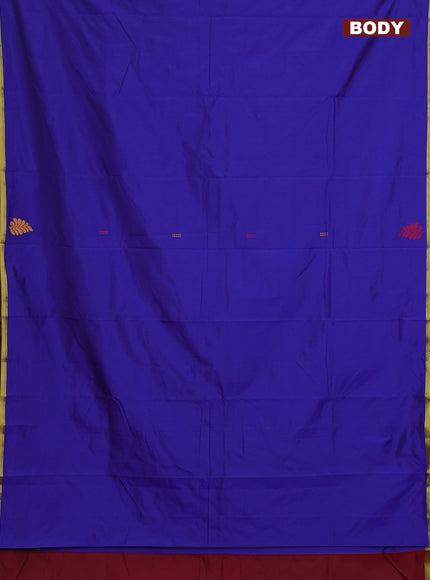 Arani semi silk saree blue and maroon with thread woven buttas and piping border