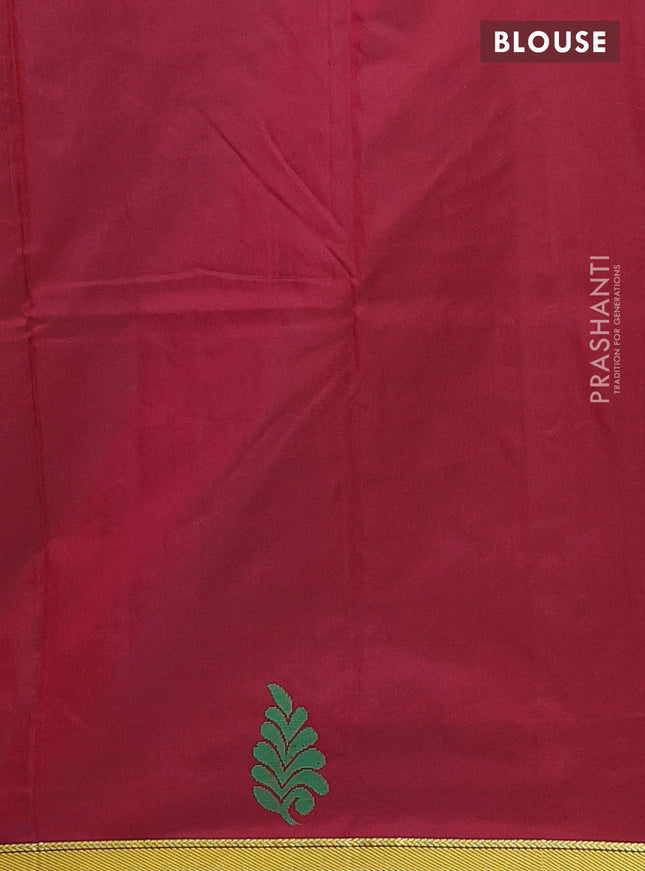 Arani semi silk saree blue and maroon with thread woven buttas and piping border