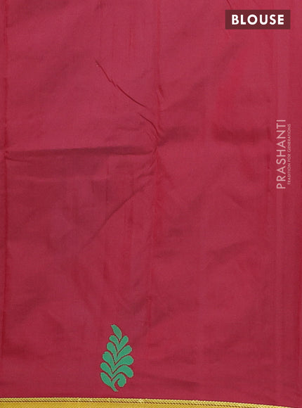 Arani semi silk saree peacock green and maroon with thread woven buttas and piping border