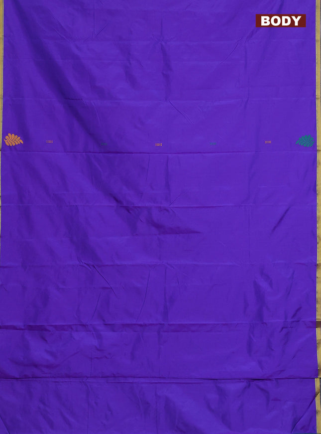 Arani semi silk saree dual shade of violet and dual shade of green with thread woven buttas and piping border