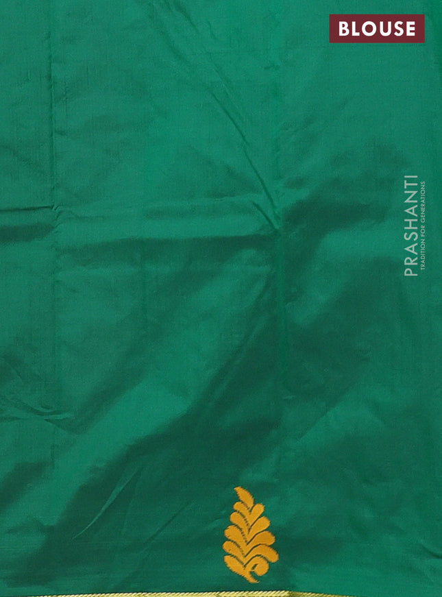 Arani semi silk saree maroon and green with thread woven buttas and piping border