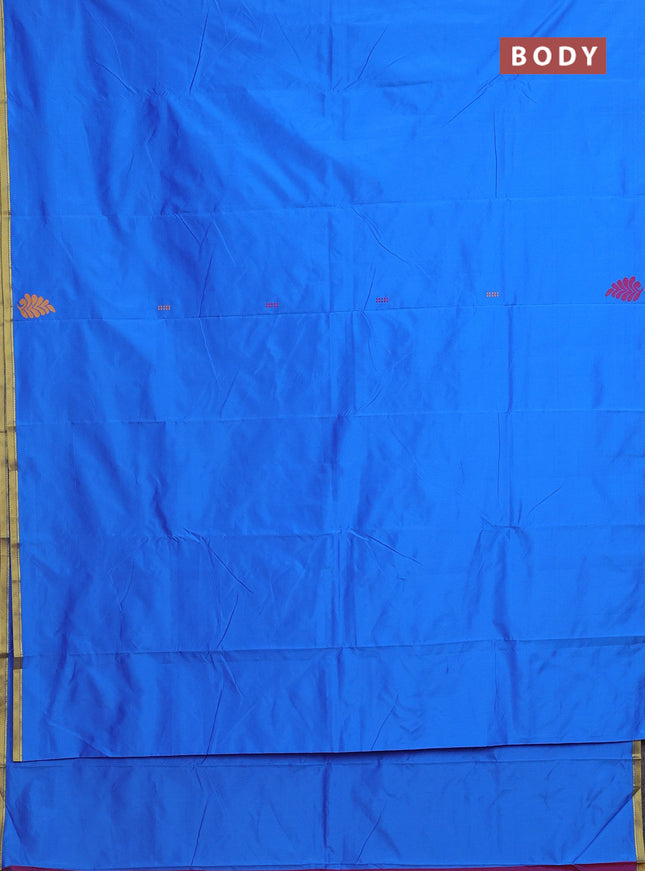 Arani semi silk saree cs blue and purple with thread woven buttas and piping border