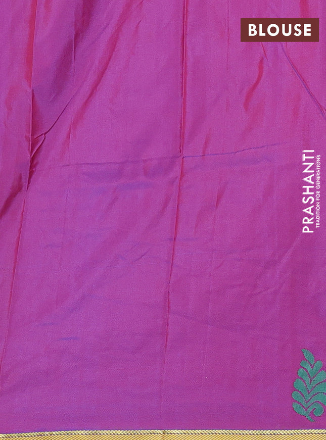 Arani semi silk saree cs blue and purple with thread woven buttas and piping border