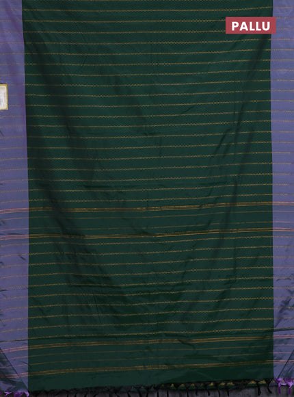 Arani semi silk saree green and dual shade of lavender with allover zari weaves and zari woven border