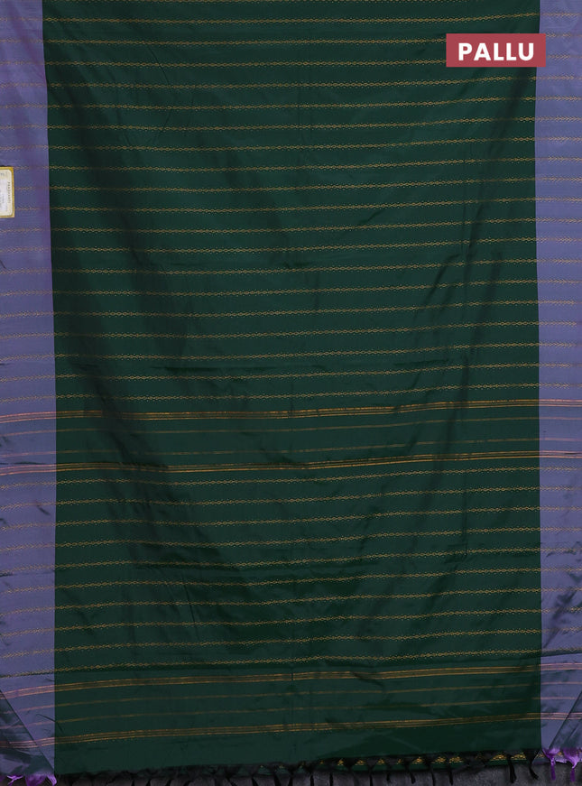 Arani semi silk saree green and dual shade of lavender with allover zari weaves and zari woven border