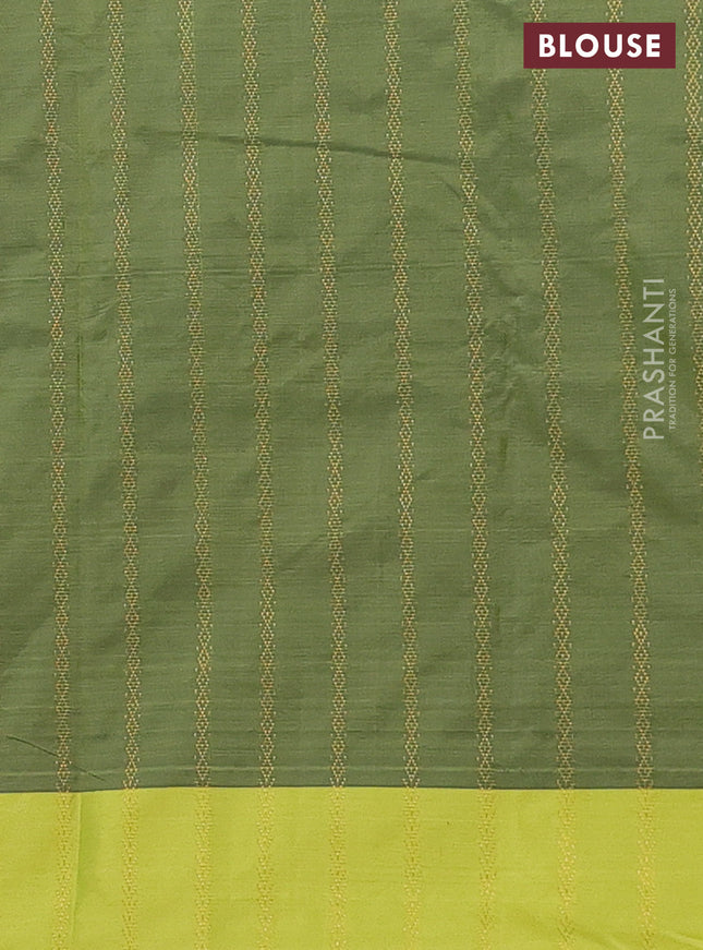 Arani semi silk saree deep maroon and light green with allover zari weaves and zari woven border