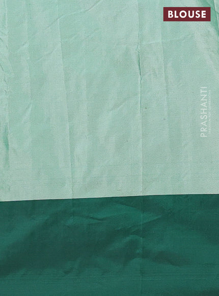 Arani semi silk saree pastel green and green with allover silver & gold zari weaves and woven border