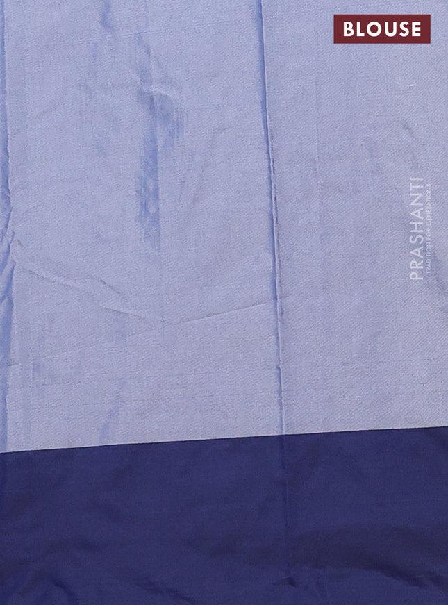 Arani semi silk saree bluish grey and blue with allover thread & zari weaves and woven border