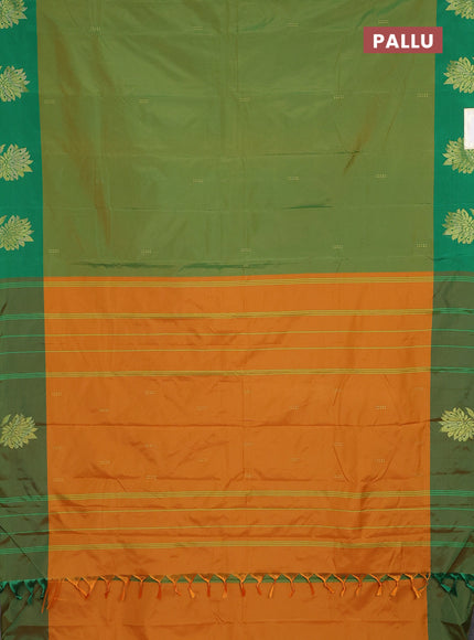Arani semi silk saree light green and green with zari woven buttas and zari woven butta border