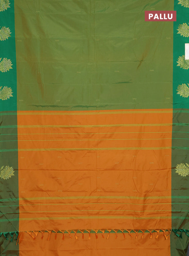 Arani semi silk saree light green and green with zari woven buttas and zari woven butta border