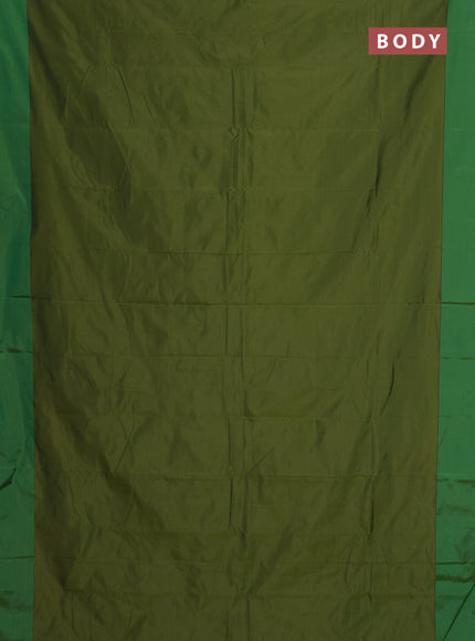 Arani semi silk saree sap green and green with copper zari woven buttas and copper zari woven butta border