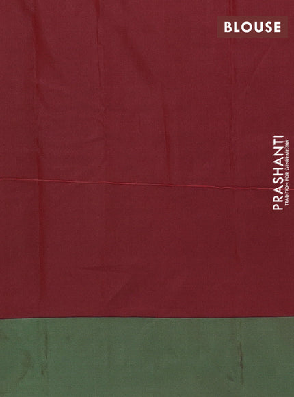 Arani semi silk saree sap green and green with copper zari woven buttas and copper zari woven butta border