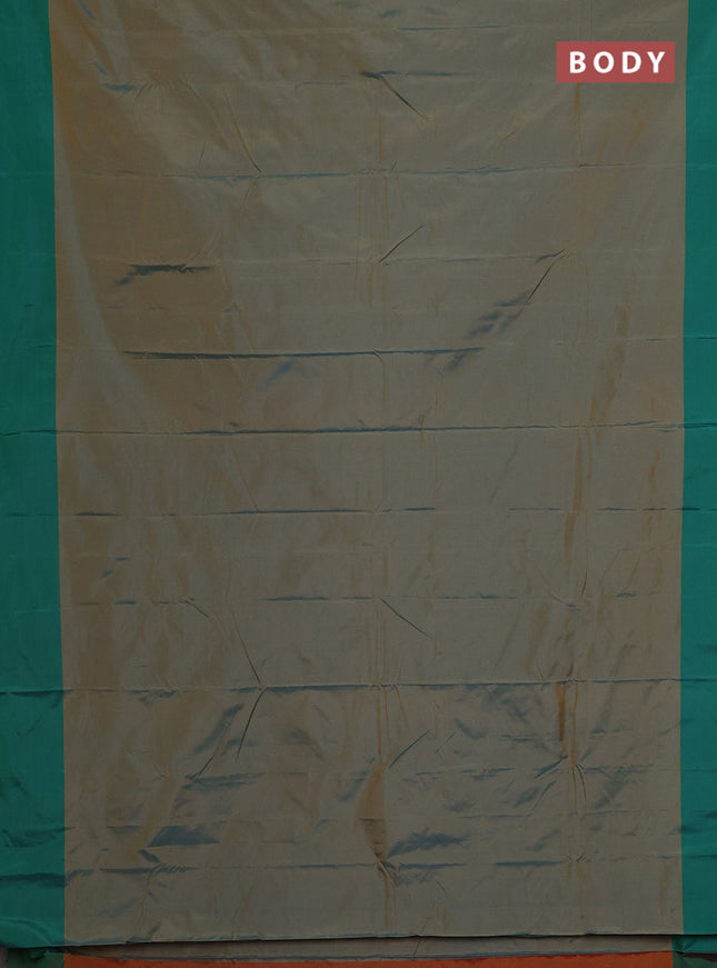 Arani semi silk saree dual shade of teal and green with zari woven buttas and zari woven butta border