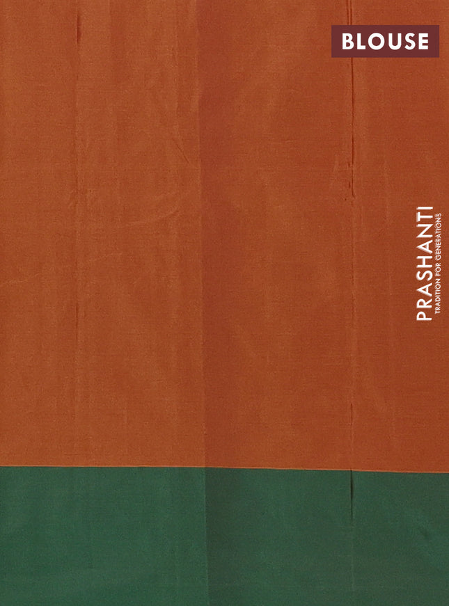 Arani semi silk saree dual shade of teal and green with zari woven buttas and zari woven butta border