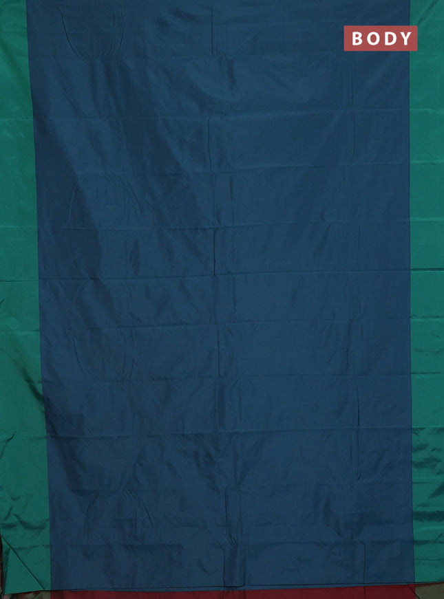 Arani semi silk saree peacock green and green with copper zari woven buttas and copper zari woven butta border