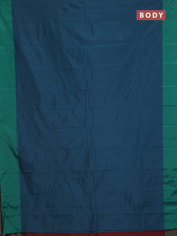 Arani semi silk saree peacock green and green with copper zari woven buttas and copper zari woven butta border