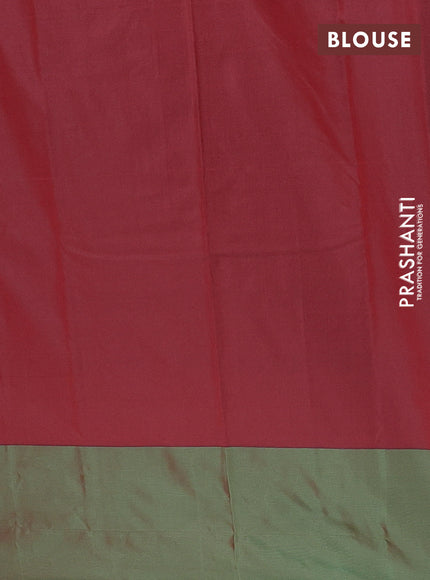 Arani semi silk saree peacock green and green with copper zari woven buttas and copper zari woven butta border