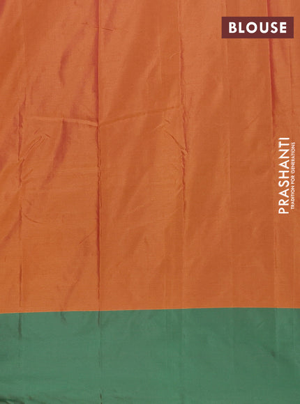 Arani semi silk saree mustard yellow and green with zari woven buttas and zari woven butta border