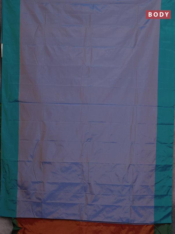 Arani semi silk saree dual shade of blue and dual shade of green with zari woven buttas and zari woven butta border