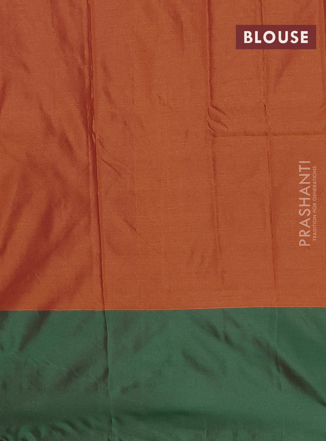 Arani semi silk saree dual shade of blue and dual shade of green with zari woven buttas and zari woven butta border